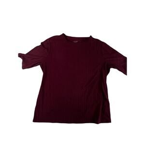Nine West Women's Soft Spun Top Size XL Burgundy Short Sleeve
